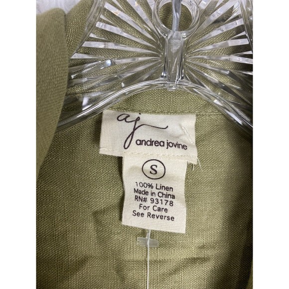 AJ Adrea Jovine Women's Green Linen Snapped Button Zip Up Jacket Size S NWT - Picture 4 of 11